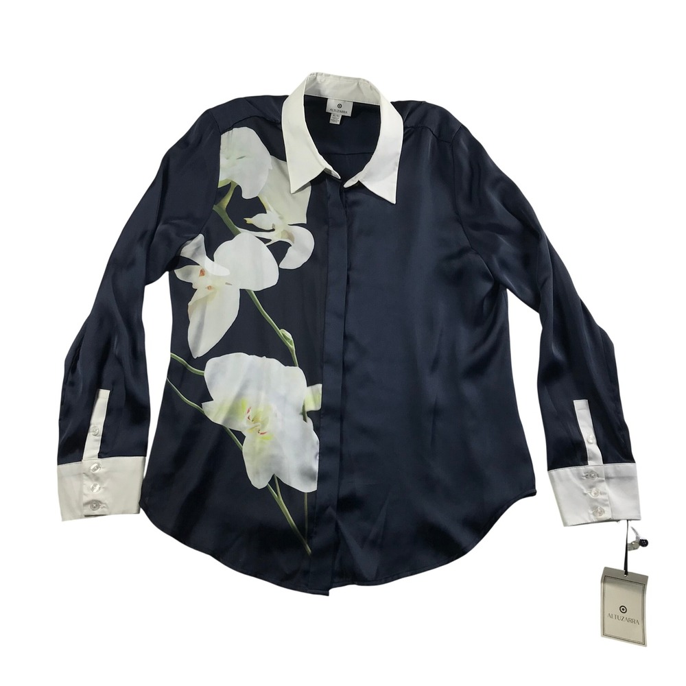 Altuzarra for Target Navy Blue Orchid Floral Button Down Shirt XL NWT
